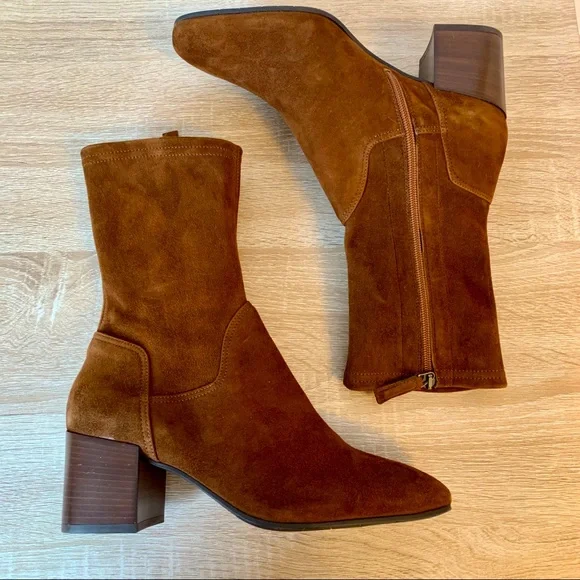 Aquatalia Brown Suede Ankle Boots - Picture 1 of 11